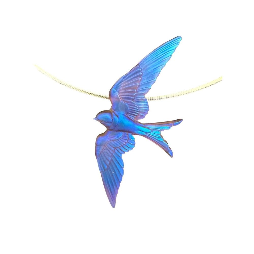 Bluebird Pâte De Verre Glass Pendant Gregory Burgard New Limited Edition Signed - Picture 4 of 16